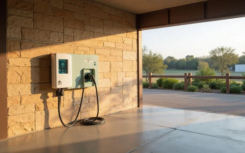 EV charging station in a new apartment garage