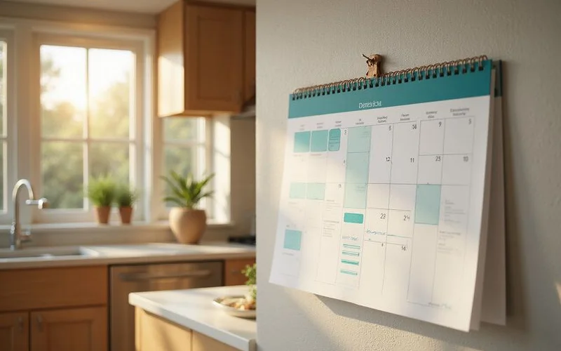 Calendar with lease end and move-in dates circled