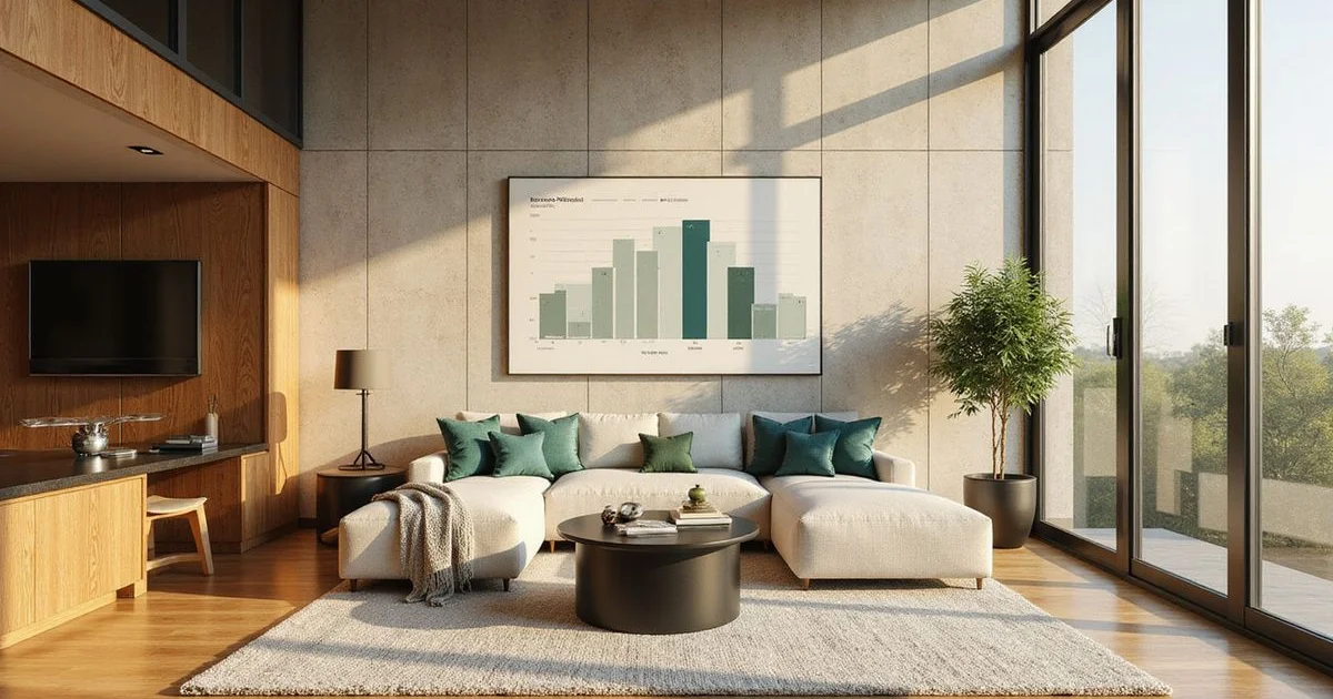 Bright new apartment living room with sage accents and oak floors
