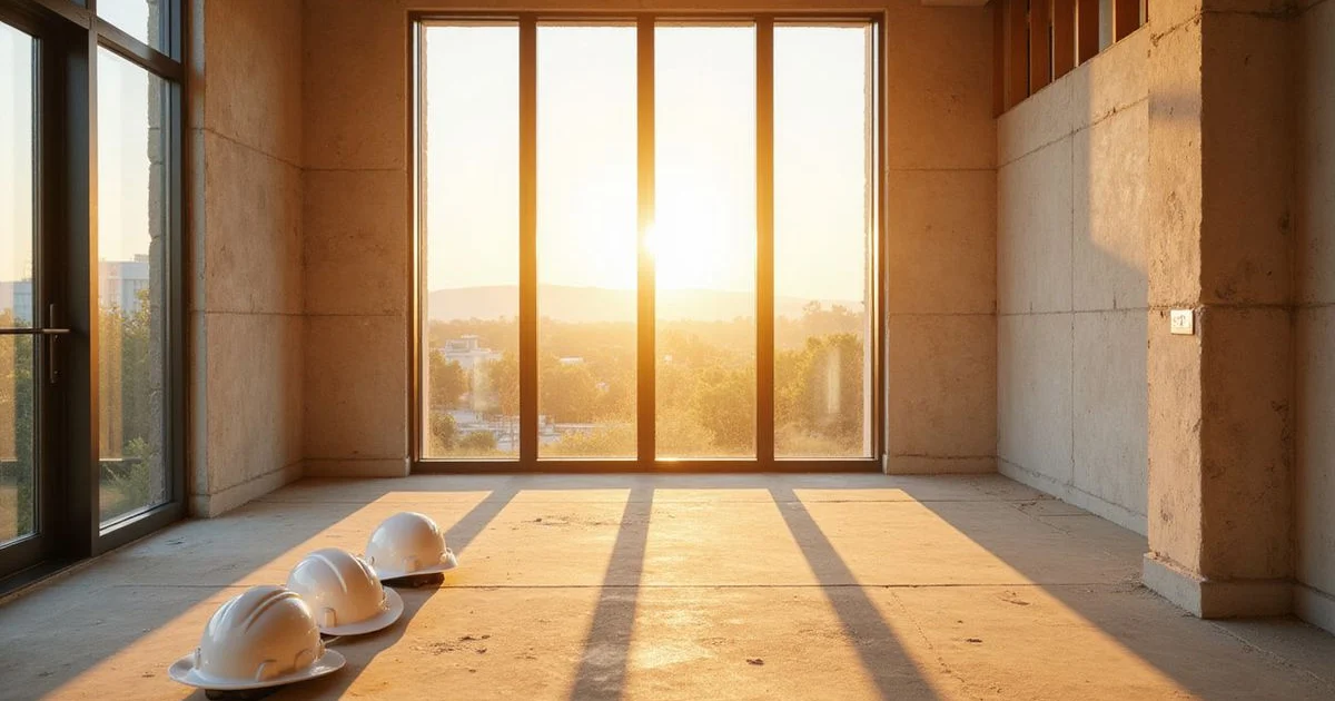 Hard-hat tour inside a nearly finished apartment with floor-to-ceiling glass