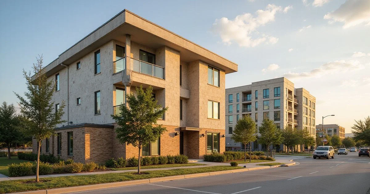 New build-to-rent townhome and a new mid-rise apartment building