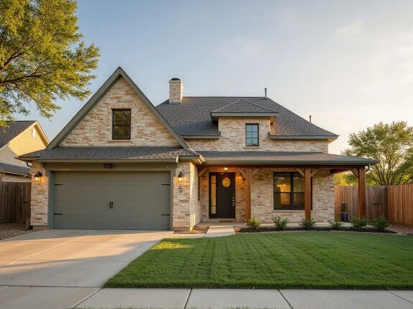 Attached garage and fenced backyard of a build-to-rent home