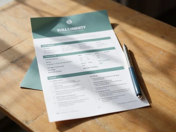 Community fee schedule listing yard care and amenity fees