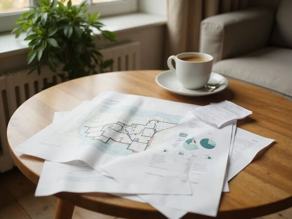 Floor plan printout and holding deposit receipt