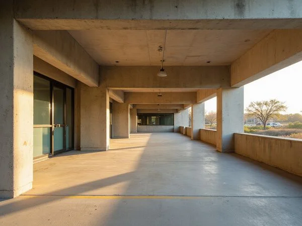 Structured parking garage at a new apartment building